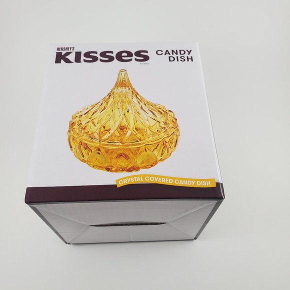 Hershey’s Kisses Crystal Covered Candy Dish Gold Godinger 5" Iridescent Glass - Picture 3 of 7